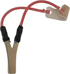 Estilingue Profissional de Madeira com Elástico Reforçado, Cabo Ergonômico, Vermelho