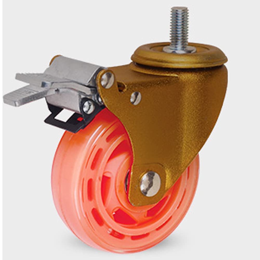Ruote girevoli con filettatura M12 per mobili, 3, 4, 5 ruote resistenti, 360 kg-480 kg, silenziose, in poliuretano, con freno, girevoli, per carrelli da trasporto industriali e ospedali, 4 pezzi (aran