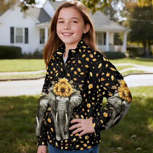 Image of AmzPrint Girls Graphic Quarter Zip Coat Long Sleeve Lightweight Oversized Athletic Running Hoodies For Kids Teen Girls