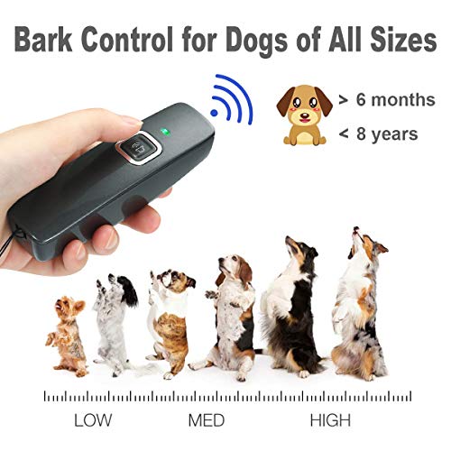 PetUlove Dog Bark Deterrent,Ultrasonic Anti Barking Device, 2 in 1 Handheld Dog Behavior Training Tool of 16.4ft Control Range with LED Indicator Wrist Strap Dogs Indoor Outdoor