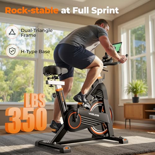 yosuda pro magnetic exercise bike 350 lbs weight capacity - indoor cycling bike stationary with comfortable seat cushion silent belt drive