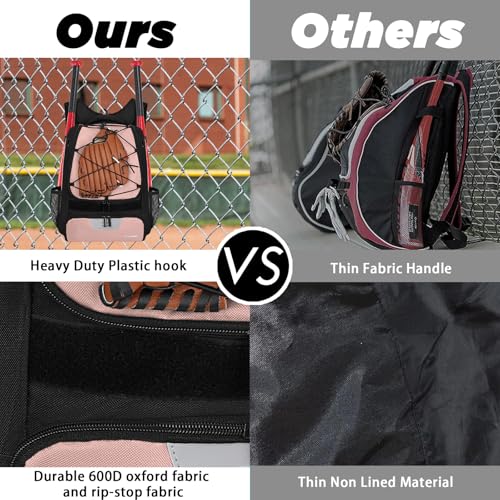 Goloni Baseball Bag,Backpack for Baseball, T-Ball & Softball Equipment & Gear,Softball Bag with Shoe Compartment,Fence Hook4