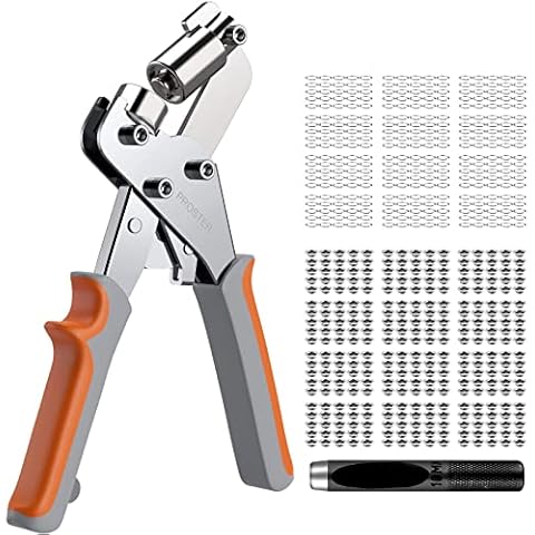 Ösenzange Set mit 300 Ösen Tragbares Lochzangen Set mit Locher und 300 Aluminium-Ösen (Innendurchmesser 10 mm) für Leder, wasserdichte Öltücher, Papiertüten und PVC Cover