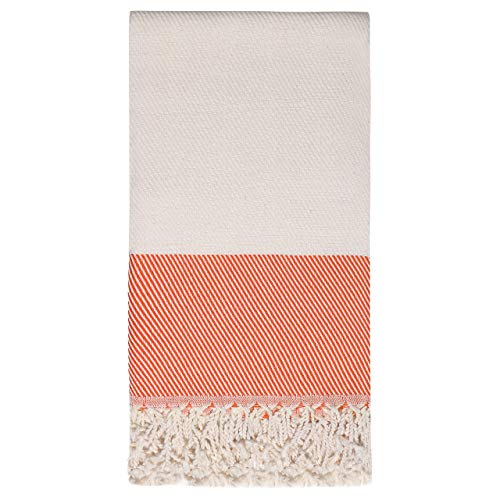 leevitex® Premium Strandtuch Rhodos | Hamam Tuch | Pestemal | Sauna Tuch | Badetuch | Yoga | Extra Weich aus 100% Natur Türkische Baumwolle - XXL Größe (100 x 180 cm XXL, Orange) Cover