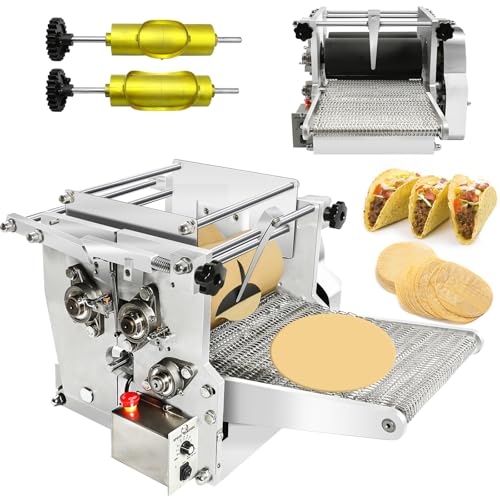 Electric Tortilla Maker, 2 Mold(4INCH+6INCH) Tortilla Maker Machine with Non-Stick Coating, 1.5MM-5.5MM Adjustable Thick Chapatti Machine for Pizzas Sopes Roti Pita Tortilla,Black