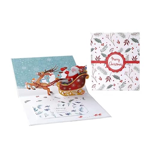 Cartes de Noël 3D, Noël 3D Voeux Carte, Cartes et Enveloppes de Sapin de Noël Pop-Up, Papier Cadeau Créatif pour Cartes de Noël, Cartes-Cadeaux de Noël Colorées pour les Cadeaux De Noël Cover