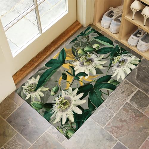 Tapis de sol fleur de la passion tropicale pour entrée intérieure chic
