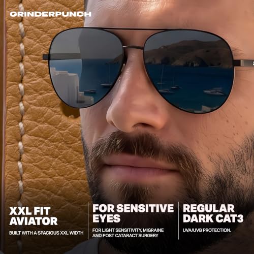 Image of grinderPUNCH XL XXL Aviator Sunglasses Men Big Head Oversized Polarized