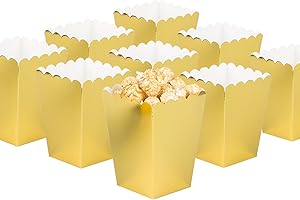 Gold Popcorn Boxes Set of 36 Mini Paper Popcorn Favor Boxes,Open-Top Cardboard...