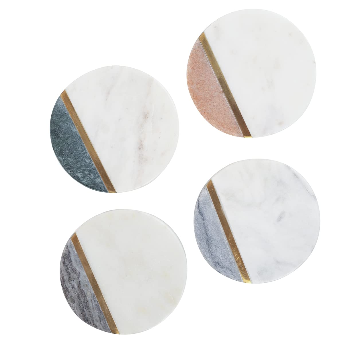 Sponsored Ad - GoCraft Round Marble Coasters Set of 4 – Handmade Multicolor Stone Drink Coasters with Gold Brass Inlay – Stylish Modern Coasters for Bar, Dining Table, Kitchen, Coffee Table, or Home Decor