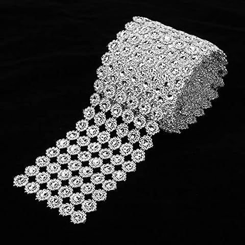 5yard/Roll 6 Rows Silver Plastic Diamond Mesh Crystal Rhinestones Wrap Roll Rhinestone Ribbon Decoration for DIY Crafts Party Decorations Car Phone Applique Cover