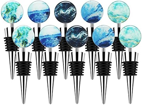 10 Pack Stainless Steel Wine and Beverage Bottle Stoppers Ball Designed Wine Bottle Corks Tapered Storage Crafts Art DIY