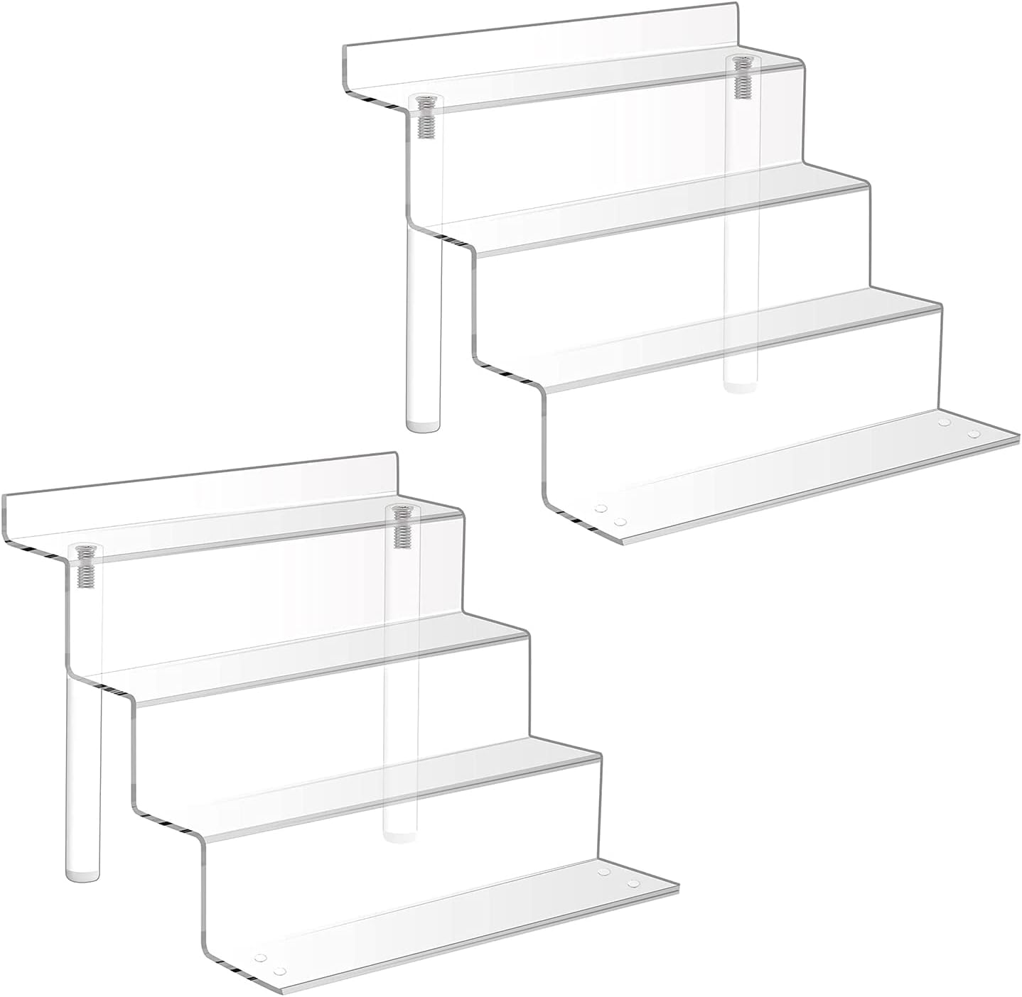 Gonice Clear 2 Pack 4 Tier Acrylic Display Riser, 9X6 Inch Display Stand For Amiibo Funko Pop Figures And Perfume, Display Riser For Graduation Party, Birthday Party ( 9*6)