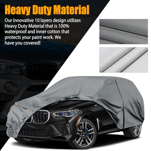 Image of Waterproof Premium Car Covers Replace for 2006-2025 BMW X5 X6, 10 Layers Heavy Duty with Cotton Liner All Weather Car Cover with Zipper Door, Windproof Bands for Snow Rain Dust Protection