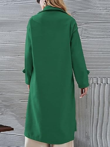 Women's Faux Wool Elegant Coat Collar Lapel Button Down Trench Jacket Slim Solid Color Long Pea Coat Overcoat Outwear #TOP3