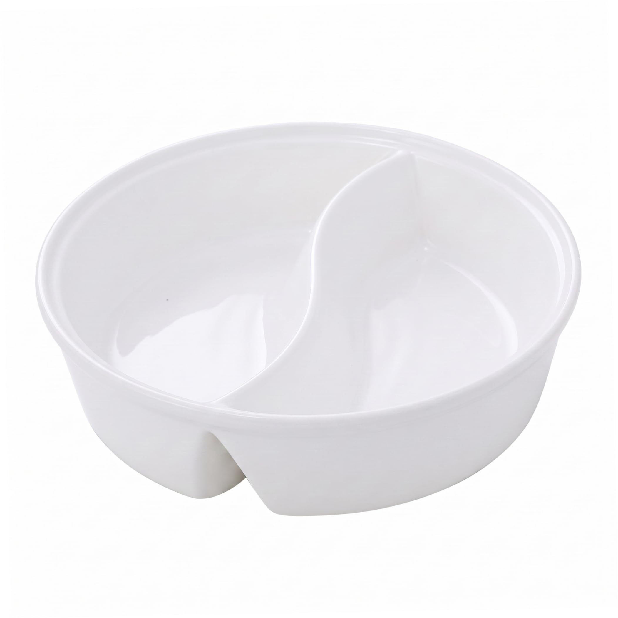 Soup And Sandwich Bowl 8inch Ceramic Divided Chip And Dip Bowl White
