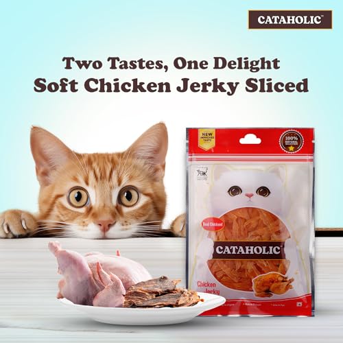 Image of Cataholic Soft Chicken Jerky Sliced 50 G Premium Protein Treats for Cats High-Protein, Low-Fat Tasty & Nutritious Cat Snack (Pack of 6),All Life Stages