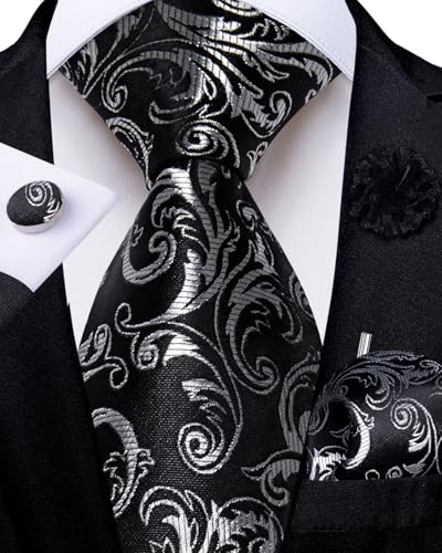 Image of DiBanGu Mens Zipper Tie Silk Pre-Tied Necktie with Gift Box