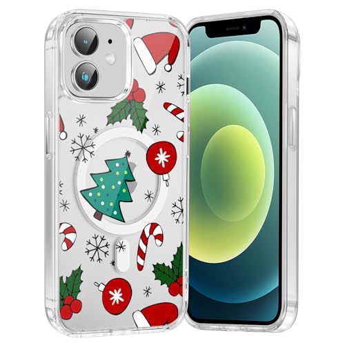 RUMDEY �����[�N���X�}�X �L�����f�B�t�H���P�[�X iPhone 12 Mini Xmas Tree �N���A���C�P�[�X 5.4�C���`�AMagsafe�Ή��A���킢���~�̃p�^�[���f�U�C���J�o�[�A�ϏՌ��� �\�t�g TPU �t�@���_ �K�[���Y ���f�B�[�X