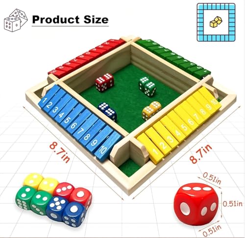 Shut The Box Juego de Dados para 2-4 Jugadores miniatura 2