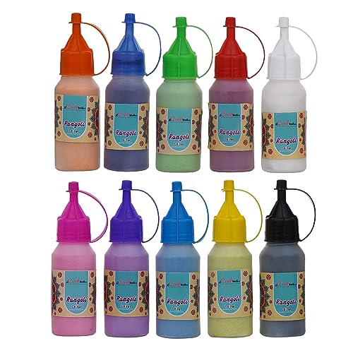 Image of eCraftIndia Set of 8 Designer Diwali Rangoli Stencils Set in 4 Big Size 4 Small Size |10 Rangoli Colours Bottles | Diwali Decoration Item for Home Decor