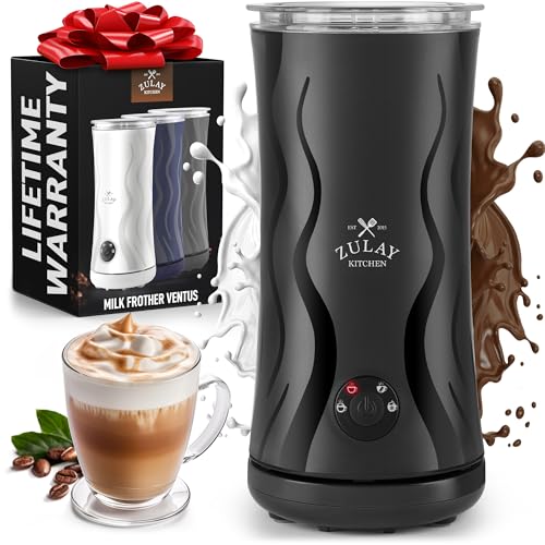 Image of Zulay 4-in-1 Milk Frother and Steamer - Automatic Hot and Cold Foam Maker with Auto Shut Off & Temperature Control for Coffee, Latte, Cappuccino, Hot Chocolate - Gray