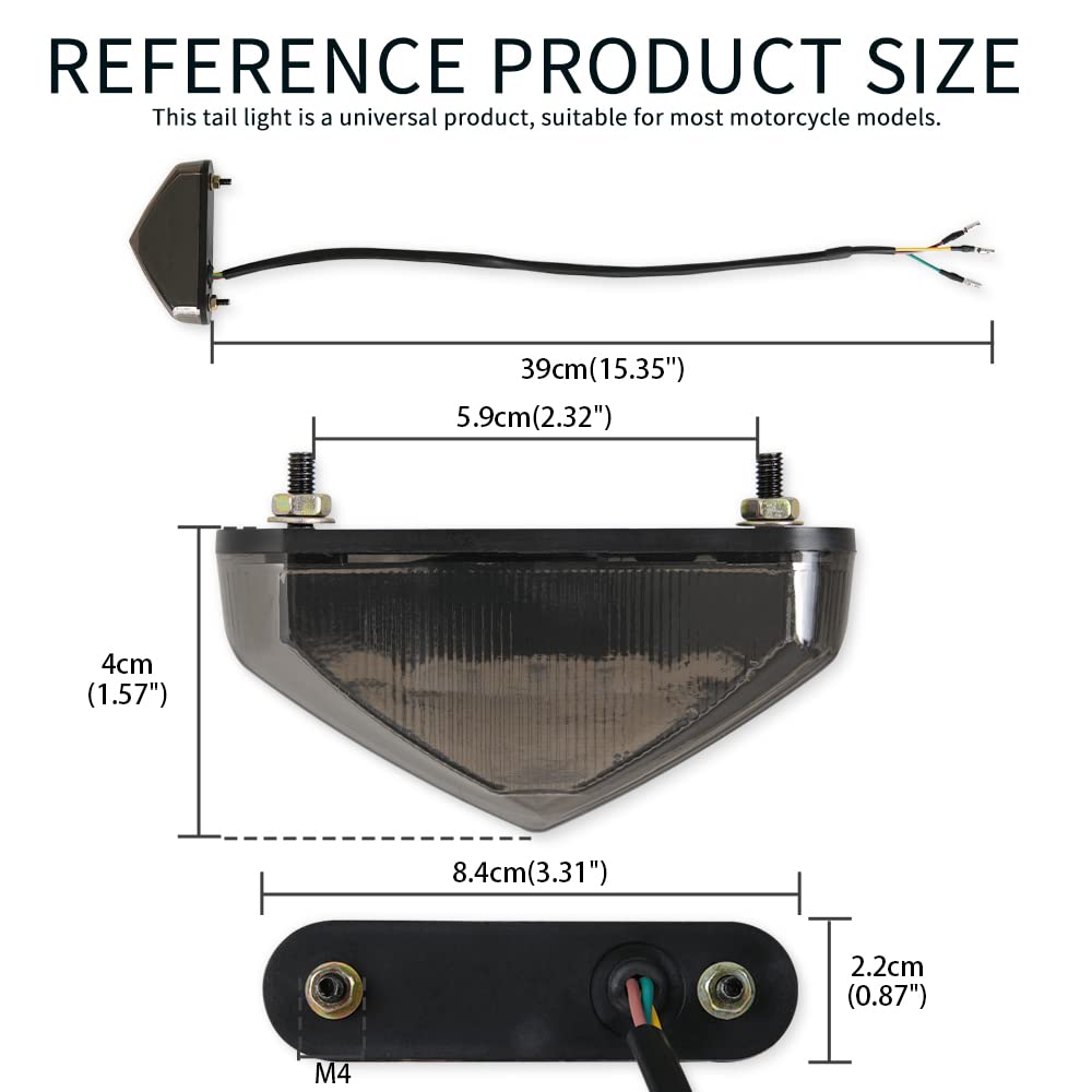DREAMIZER Luz trasera de freno de motocicleta, 12V 9 LED E-Approved Motocicleta Stop Running Lámpara trasera Luz trasera Universal para motocicletas ATV Dirt Bike Scooter.