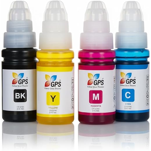 GPS Colour Your Dreams Refill Ink GI-790 for Canon Printers G1010, G2010, G2020, G3010, G3020, G4010 | High Page Yield | 4 Bottle Combo Value Pack