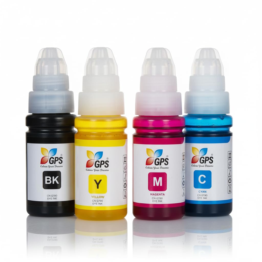 GPS Colour Your Dreams 790 Ink, High-Yield Refill for Canon Pixma G Series Printers | Compatible with G1000, G2000, G3000 Series | Cyan, Magenta, Yellow, Black Combo Pack (70ml CMY, Bk 135ml)