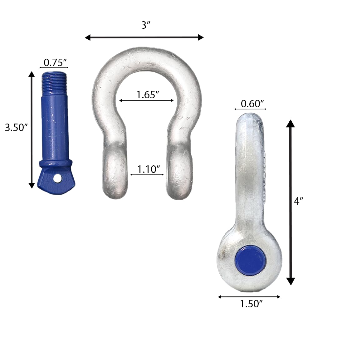 Boxer Forged Anchor Shackle 5/8”–Heavy Duty Forged Steel-Versatile & Durable–Working Load Capacity up to 3.25 Ton-Corrosion & Rust Resistant - Towing, Rigging, and Heavy-Duty Equipment (4 Piece)