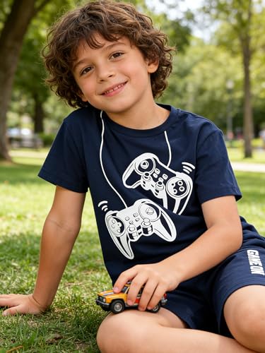 Image of KIDLAGA Kids Toddler Boy Clothes Outfits Bear Print Tee + Plaid Shorts 2 Pieces Summer Shorts Set
