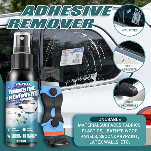Aufkleberentferner Extra Stark, Klebereste Entferner Auto/Fensterrahmen, Sekundenkleber Entferner, Ettikettenlöserspray, Entfernt Schnell Klebereste und Aufkleber von Glatten Oberflächen-100ml