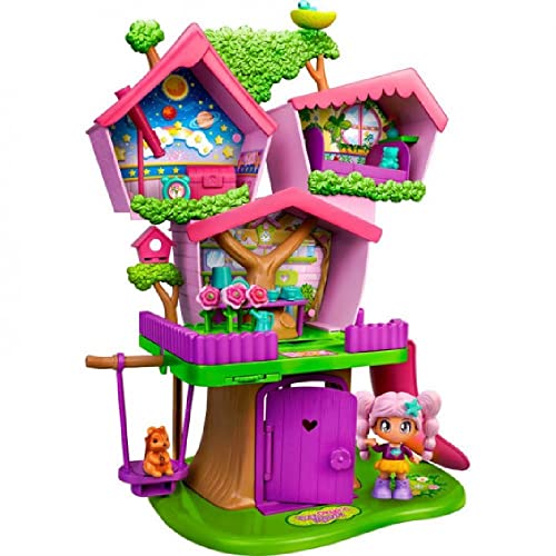 Pinypon - Casa Árbol, con 3 Espacios Diferentes para el Juego Interactivo, Ascensor Manual, tobogán, Columpio y Flores Que Crecen, una Figura Varios Accesorios, + 4 años, Famosa (700016652)