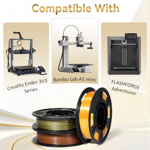 Image of Dynta PLA Metallic 6-Color 3D Printer Filament, 250g per Spool, High Precision 1.75mm±0.02mm, Compatible with Creality, Bambu Lab and FlashForge, Ideal for Beginners and DIY Printing Enthusiasts.