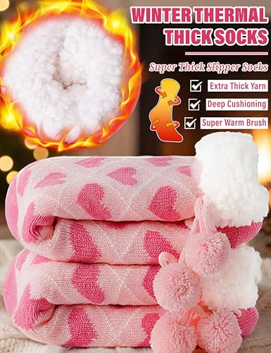 Image of MOGGEI Fuzzy Slipper Socks for Women, Warm Cozy for Winter, Non Slip Grips | Extra Soft Fluffy Lining, Anti-Skid Grippers, Thick Plush Cuff, Smooth Toe, Gifts,Thermal Fleece Cabin Socks, for Home Sleep