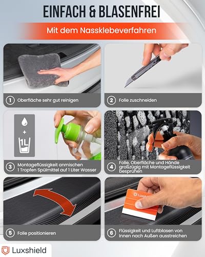 Luxshield Carbon Folie 12x100cm für Auto, Motorrad, Bike - selbstklebend, Meterware aus DE