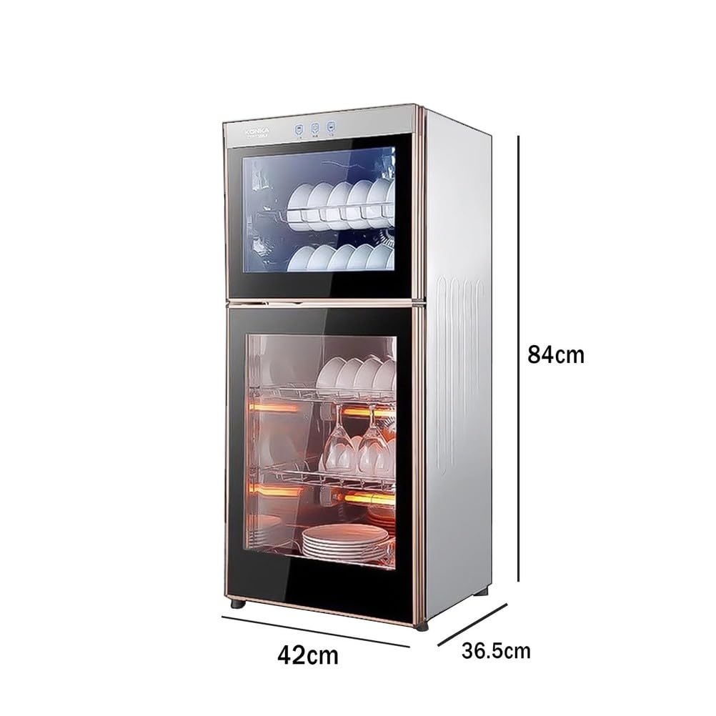 Gabinete de desinfección de acero inoxidable, alta temperatura de 125 ℃, esterilizador vertical de 294 L para vajilla y platos, ideal para 5 a 20 personas, puerta doble