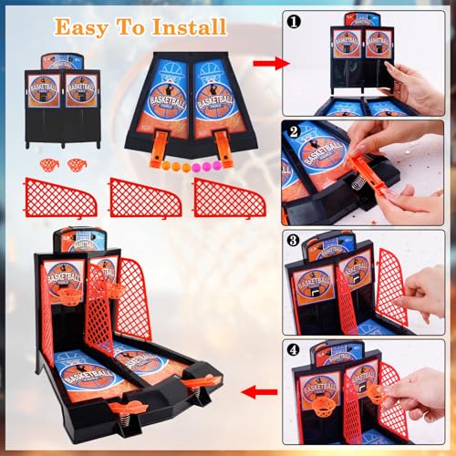 Mini Tabletop Basketball Game Desktop Basketball Games Basketballs Shooting Games Toy Basketballs Arcade Game Table for Adults Kids Office Stress Relief Birthday Gifts - Image 4