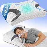 Hypuno CPAP Kissen für Seitenschläfer, flacheres Memory Foam Kopfkissen für CPAP Masken, ergonomisches Nackenstützkissen gegen Maskendruck und Luftleckagen, für Seiten-, Rücken- und Bauchschläfer