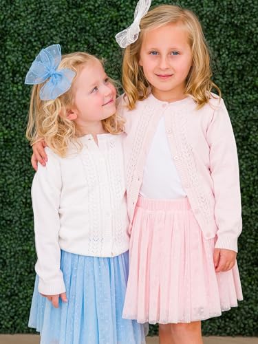 Image of RuffleButts Baby /Toddler Girls Ruffled Long Sleeve Cardigan Button-Up Sweater