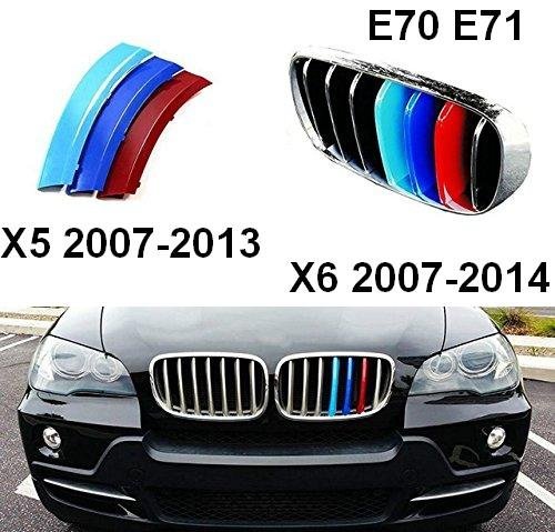 BizTech ® Parrillas de coche Inserciones Rayas decoración para BMW X5 2007 - 2013 X6 2008 - 2014 E71 E70 7 Parrila M Power M Sport Tech