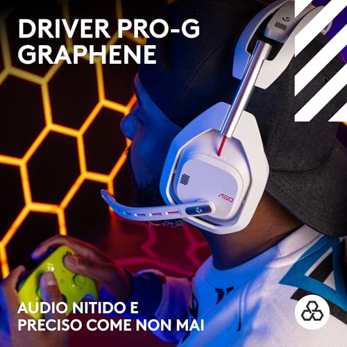 Astro A50 X LIGHTSPEED, Cuffia con microfono gaming wireless + base, PRO-G GRAPHENE, PLAYSYNC su Xbox Series X|S, PS5, PC/Mac, Nintendo Switch 2, Bluetooth, Passthru HDMI 2.1 - Blanco - Cuffia gaming - Immagine 2