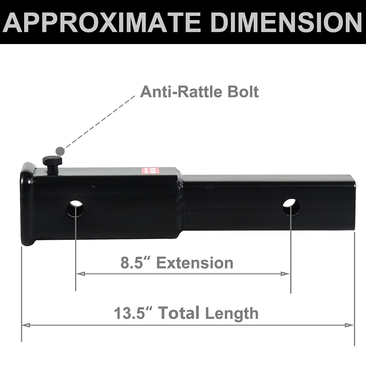 REYSUN Receiver Tube 864336 Trailer Hitch Extender 8-1/2 inch Extension, Fits 2 inch Hitch Receiver, 3,500lbs G.T.W, Hitch Pin and Clip Included…