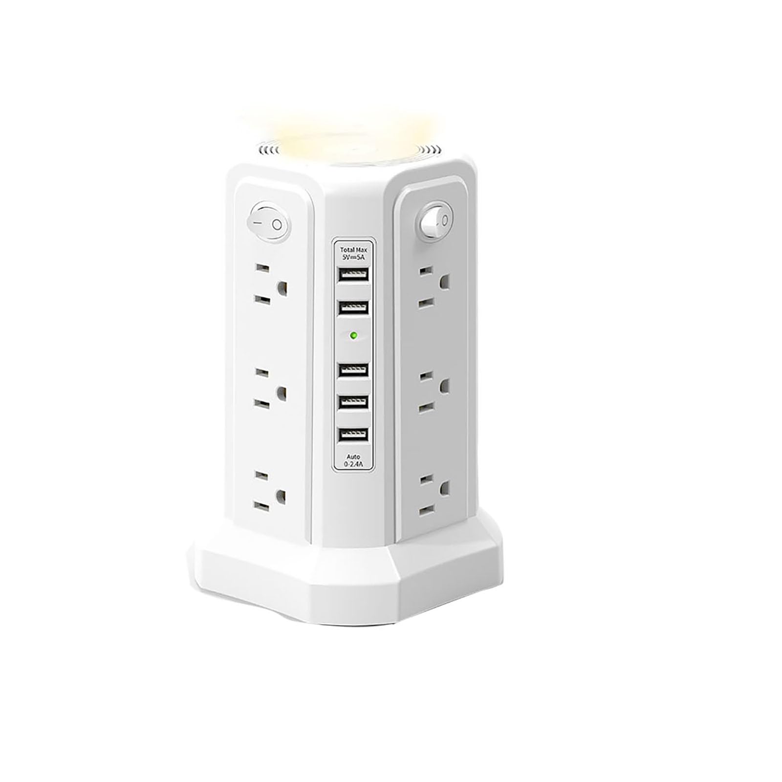 PASSUS Power Tower Surge Protector Power Strip with USB Ports, Upgrade Version 10.2FT Extension Cord Overload Protection for Home Office Dorm Room (White)