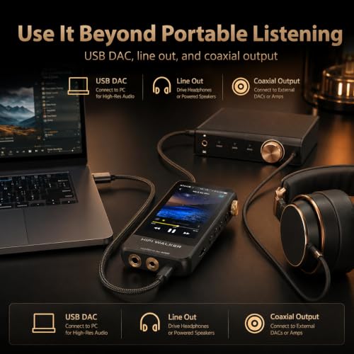 Image of HIFI WALKER H20 Pro Hi-Res MP3 Player with Bluetooth, 64GB Memory Card