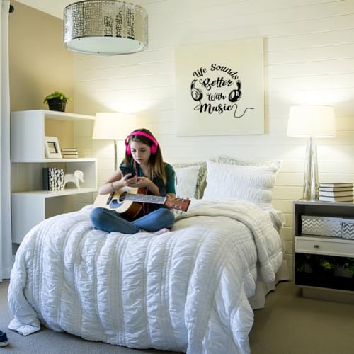 SUPERDANT Black Music Wall Sticker Life Sounds Better with Music Wall Decal Headset Removable Vinyl Art Peel and Stick for Studio Dance Room Bedroom Decor - Image 4