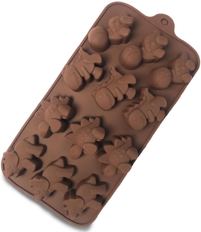 Miniatura 3 de Paquete de 2, 12 cavidades lindo dinosaurio en forma de silicona chocolate caramelo pastel molde