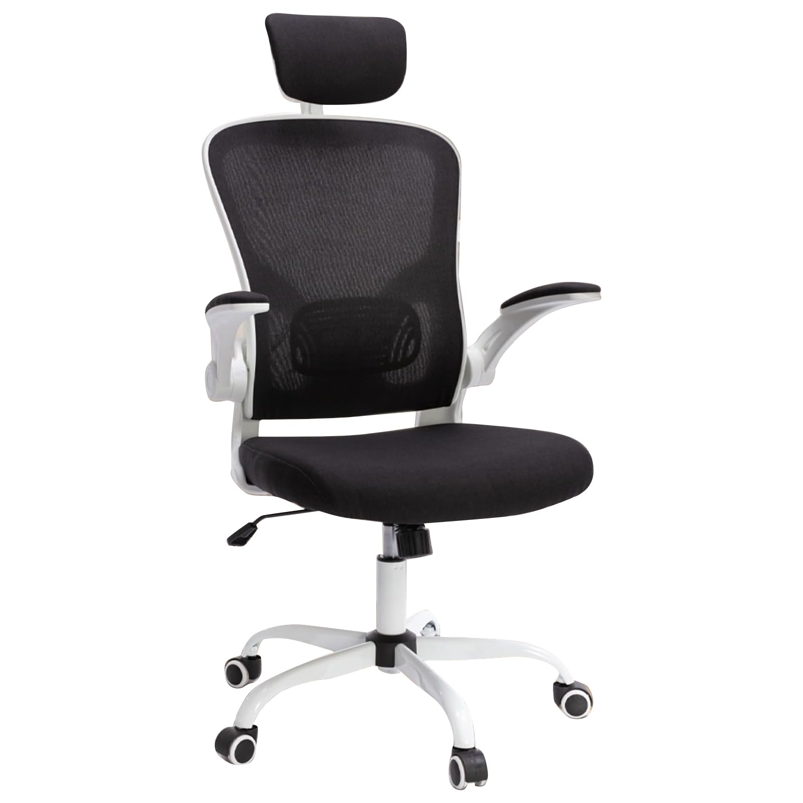 Bonzy HomeOffice Chair, Desk Chair w/ Flip-up Armrest & Headrest, Office Chairs for w/ Lumbar Support & 360°Padded Rotation Seat, Ergonomic Office Chair, Computer Chairs (With Headrest,Black), 006