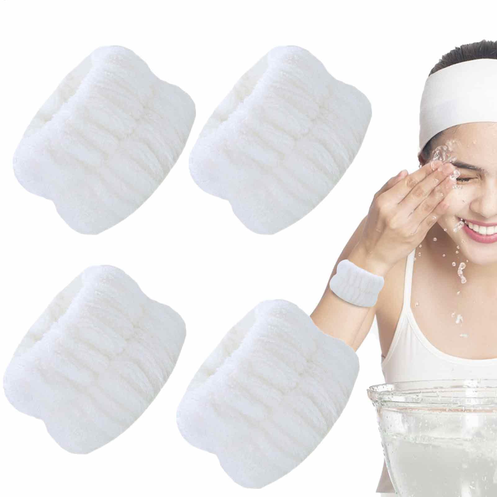Muñequeras faciales - 4 Piezas de Diademas faciales absorbentes, muñequeras de Limpieza de Microfibra | Gomas para muñecas para prevenir derrames de líquidos