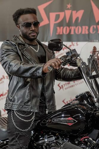 Barabas Men's Spiked Motorcycle Biker Faux Leather Jacket 3JPU262